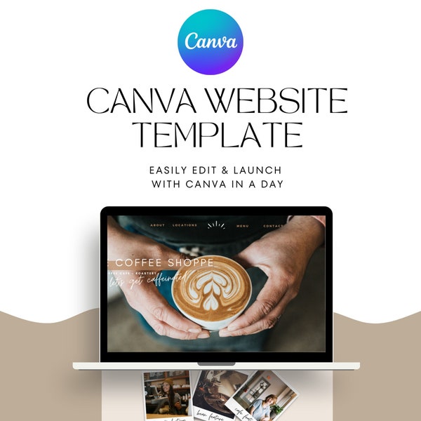 Coffee Canva Website | Coffee Shop Canva Template | Coffee Website | Coffee Marketing Template | Small Business Coffee Website