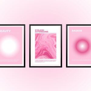 Blush Pink Eyelash Prints, Lashes, Lash Room Décor, 3pc Set