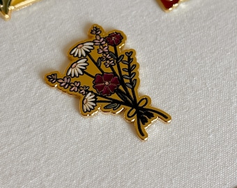 Spring Floral Bouquet Magnetic Enamel Pin | Decorative Lavender Flower Pin