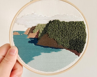 Hawaii Kohala Coast Cliffs 6" Hoop DIY Embroidery Kit