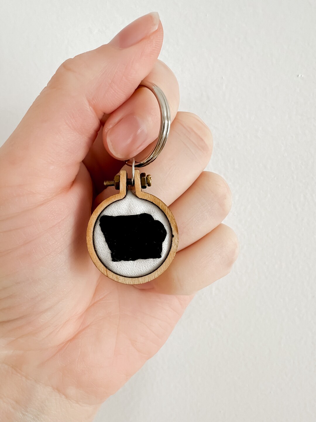 Iowa Mini Embroidery Hoop Keychain Etsy