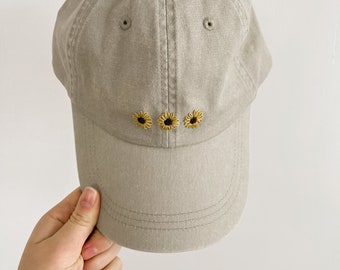 Three Sunflowers Hand Embroidered Hat