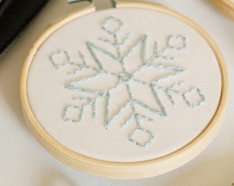 Simple Snowflake 3" Mini Hoop Ornament DIY Embroidery Kit