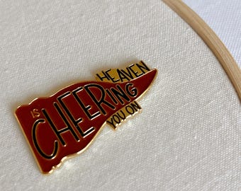 Heaven Is Cheering You On Magnetic Enamel Pin | Decorative Christian Banner Pin
