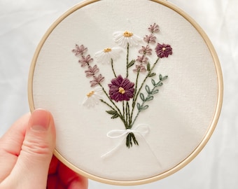 Lavender Flower Bouquet 6" Hoop DIY Embroidery Kit