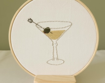 Martini Glass 4-8" Hoop DIY Embroidery Pattern