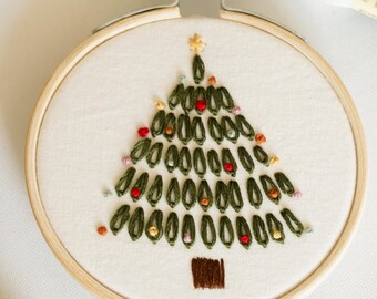 Christmas Tree 3" Mini Hoop Ornament DIY Embroidery Kit
