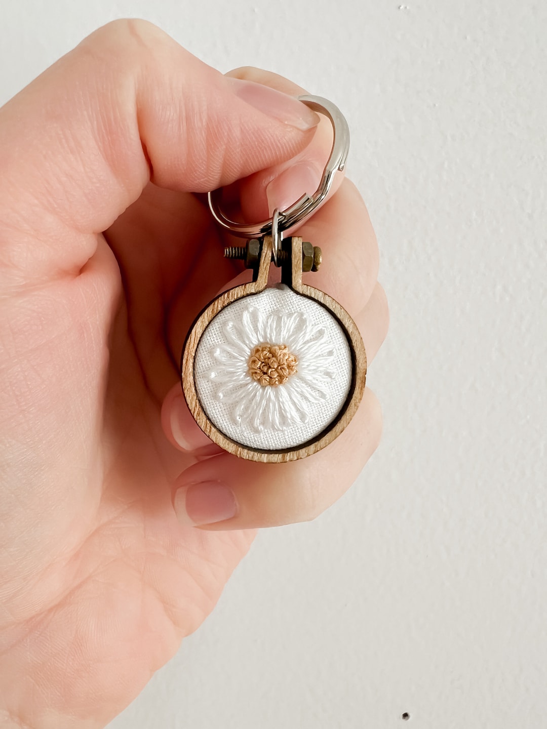 Flower Petal Mini Embroidery Hoop Keychain Etsy