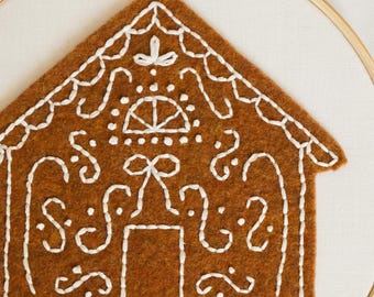Gingerbread House 6" Hoop DIY Embroidery Kit