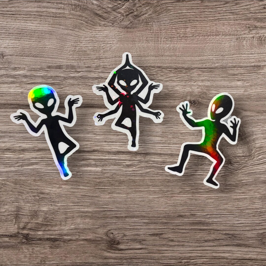 Funny Alien Holographic Sticker Set: Yoga, Karate, Zen - Etsy