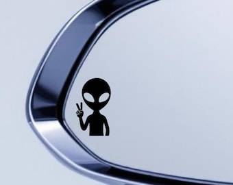 Alien Mini Permanent Vinyl Window Decal, rearview mirror, windshield, vehicle flare, car accessories, I come in peace!