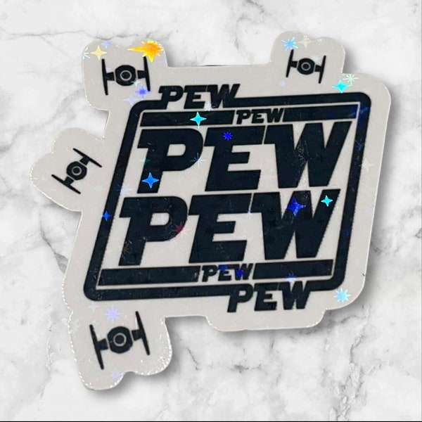 Pew Pew STICKER -Holographic Star Sci Fi Wars Pattern