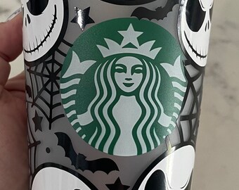 Skeleton 24 oz. Venti cold cup - Spiderwebs, bats, stars