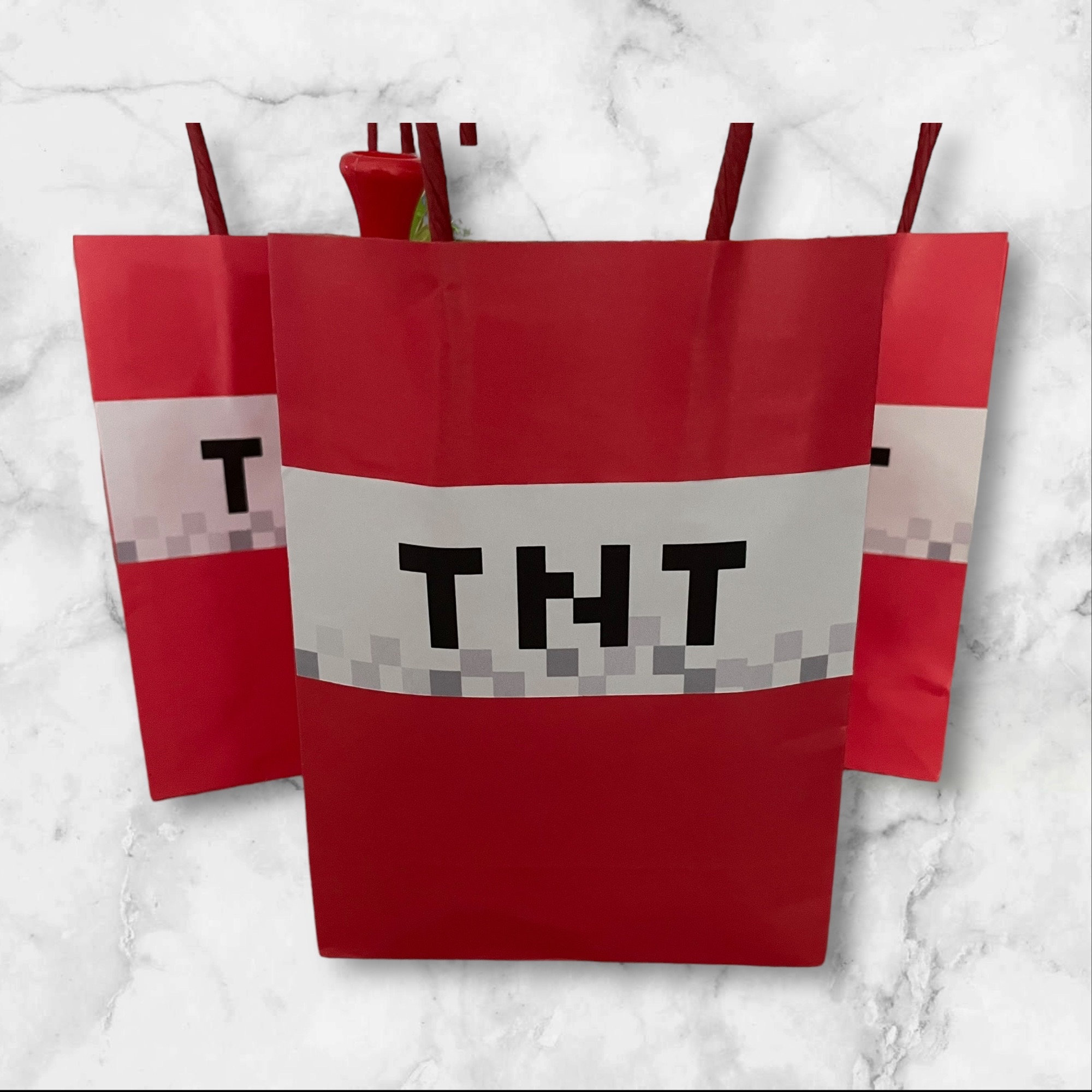 Red TNT Pixel Party Favor Bags