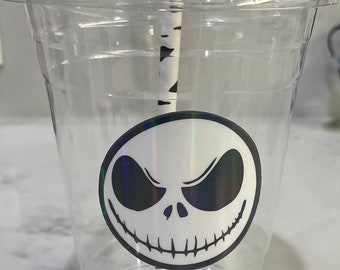 Skeleton 16 oz. Disposable cups with lids and straws