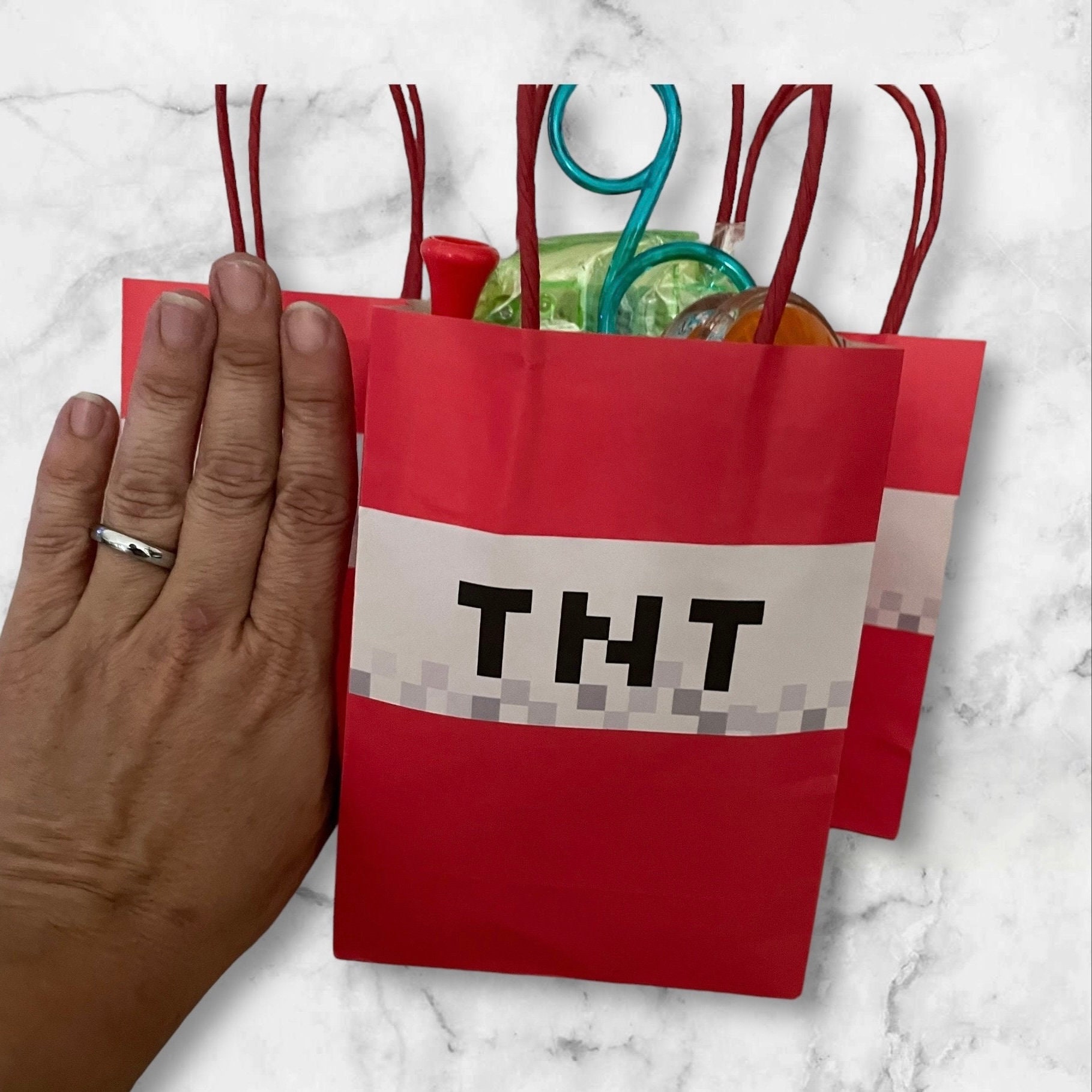 Red TNT Pixel Party Favor Bags