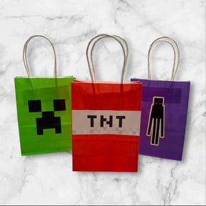 Mine inspired Favor bag SETS -4 inspired styles -  Creeper, TNT, Ender Goody Bags - Sold in sets and custom quantities.