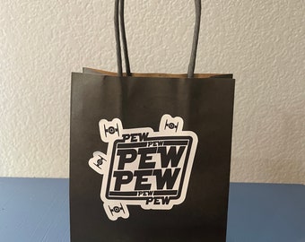 Bolsas de regalo de fiesta de Pew Pew Sci-Fi Wars: bolsas de papel kraft negro