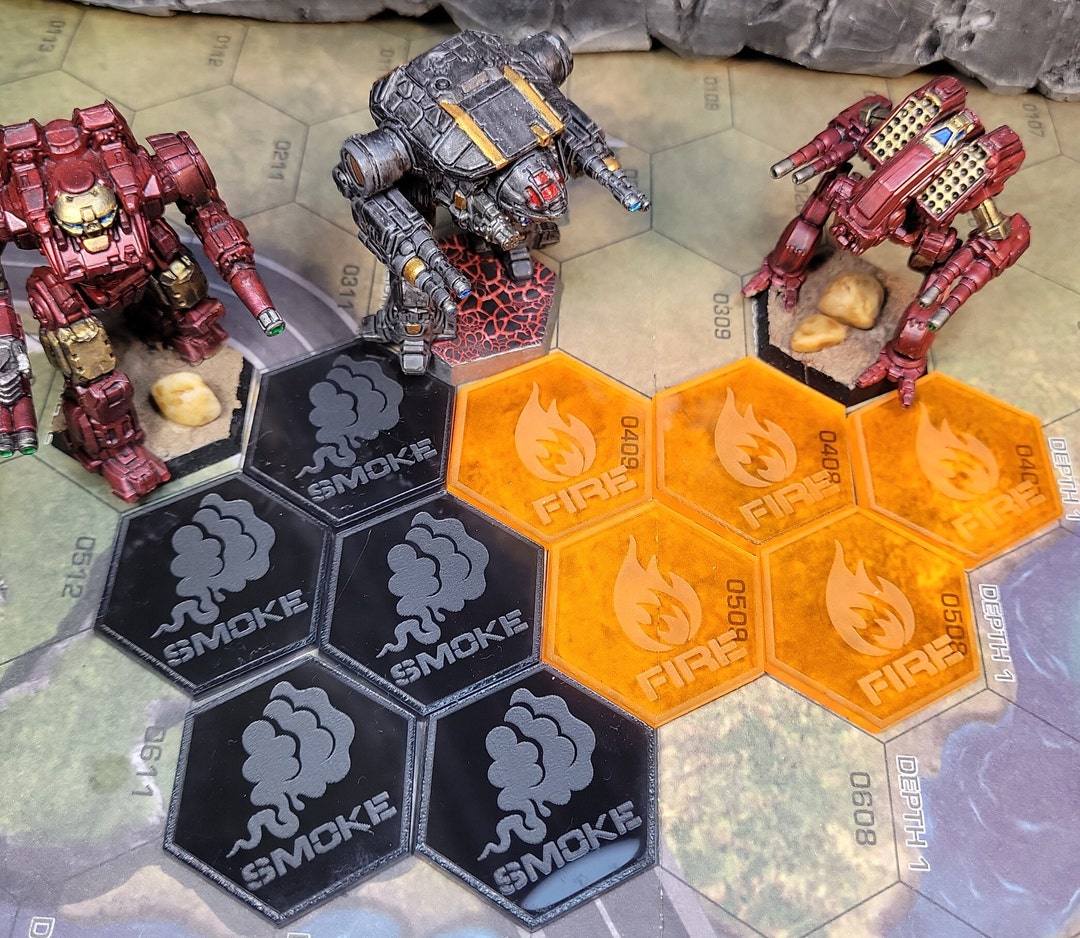 Transparent Acrylic Fire And Smoke Tokens For Battletech And Alpha