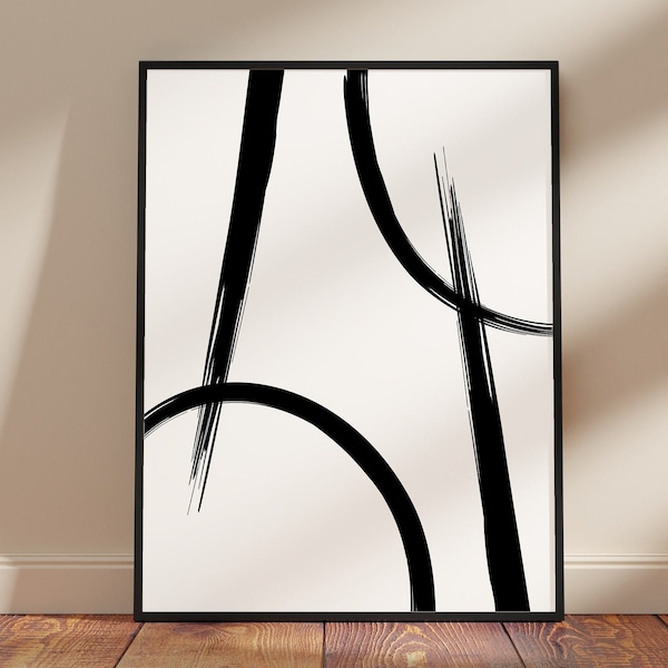 Modern Abstract Printable Wall Art, Black and White Art Print ...