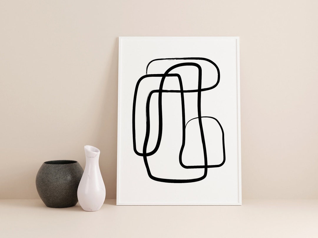 Modern Abstract Printable Wall Art, Black and White Art Print ...