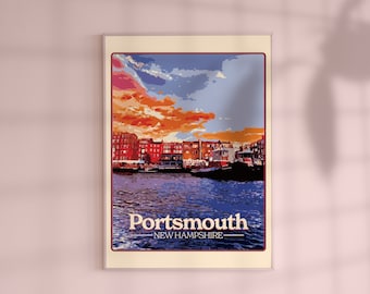PORTSMOUTH, NH New Hampshire Sunset Poster/ Wall Art