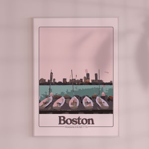 Póster Ciudad de BOSTON rosa