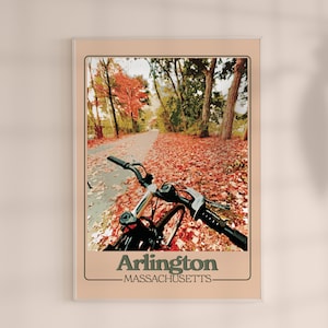 Póster de pared con tema de otoño y bicicletas en ARLINGTON, MA