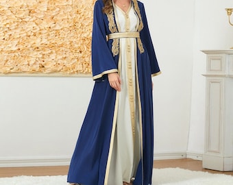Caftan Dresses for Women - Party Evening Dubai Moroccan Robe | 2 Piece Sets | Islamic Kaftan Ramadan Eid Muslim Abaya