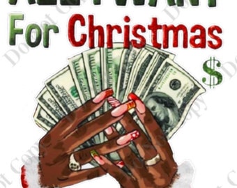 PNG: Todo lo que quiero para Navidad: Clipart navideño para damas (Descarga digital)