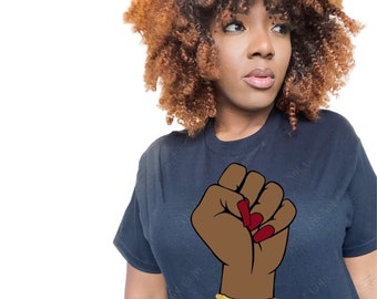 Puño de poder femenino de Black Lives Matter PNG: Clipart navideño de MLK (Descarga digital)