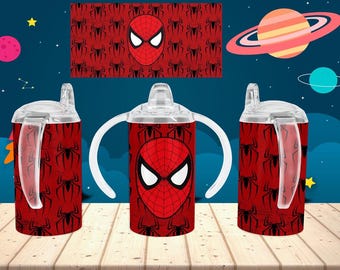 Diseño de vaso para sorber de Spyder Man: Vaso PNG de 12 oz (descarga digital)