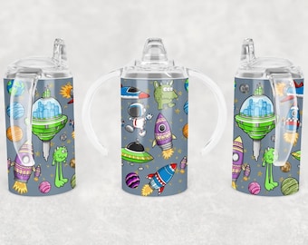 Diseño de sublimación de vaso infantil: Plantilla de vaso espacial (descarga digital)