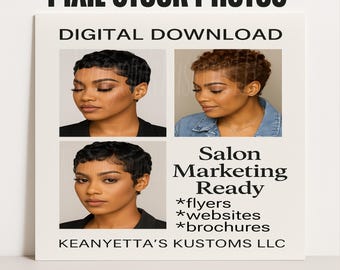 Anuncio de corte pixie de lujo / Modelos de melanina, marketing de salón (descarga digital)