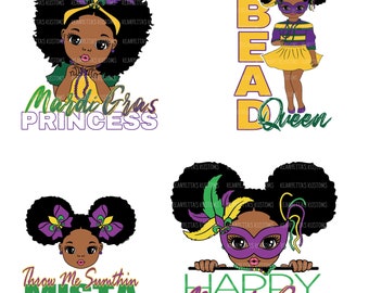 Paquete PNG de Chica de Mardi Gras: Imágenes prediseñadas de Cricut y Silhouette (Descarga digital)