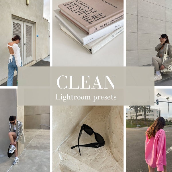 4 Clean Lightroom Mobile und Desktop Presets - Lightroom Presets für Handy - Clean Presets - Clean Girl Aesthetic Presets