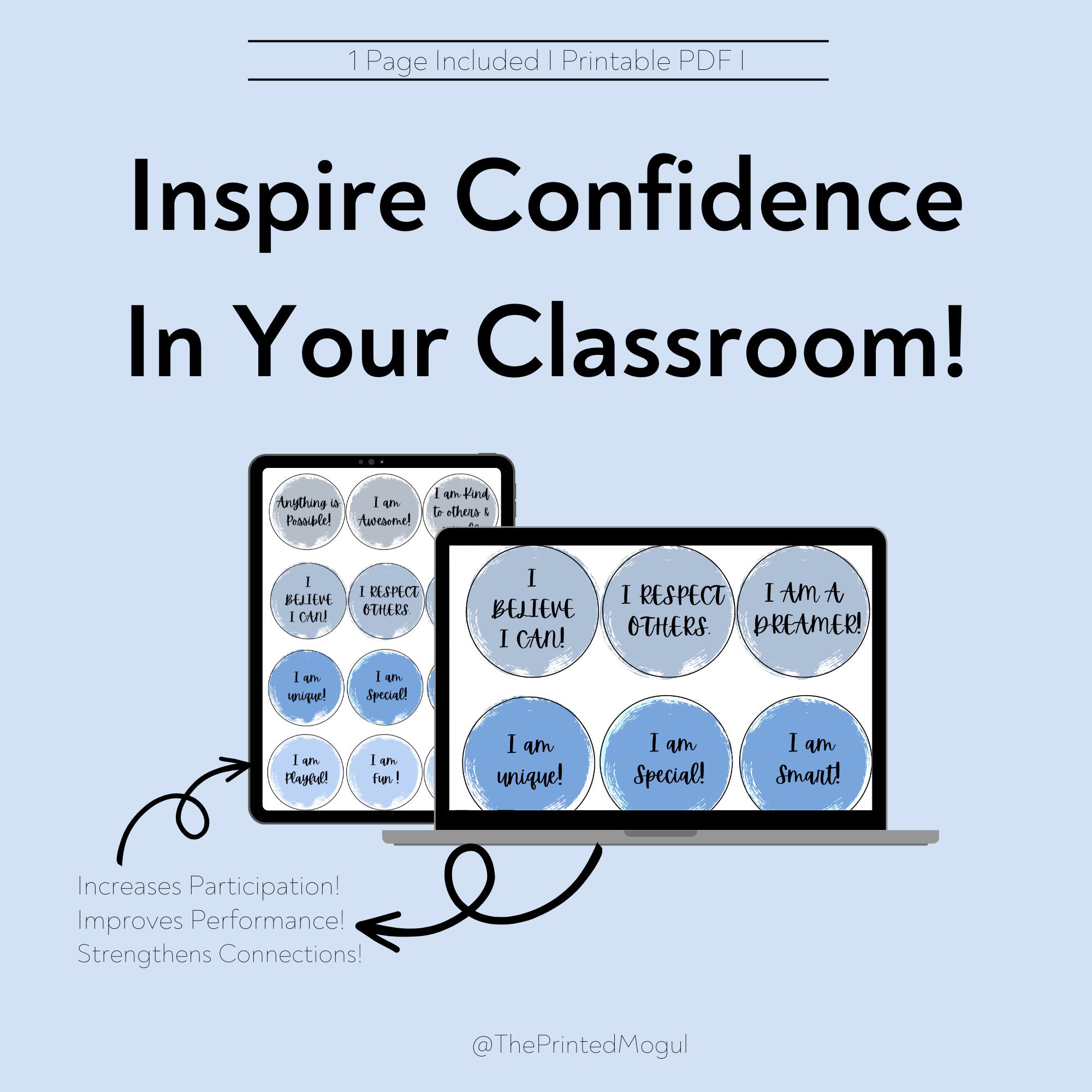 Motivational Classroom Affirmation Stickers Printable Positive ...