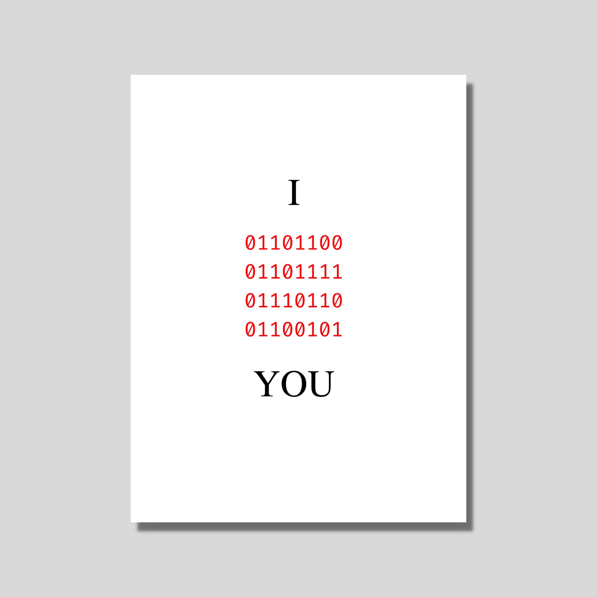 I Love You - Binary Code - Printable Poster - Programmer Gifts ...