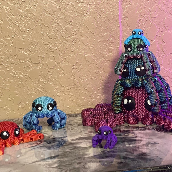 3d Printed Articulating Crotchet Spiders | Flexi Toy - Articulating Toy - Desk Toy - Desk Friend Multi Color - Crochet Spider