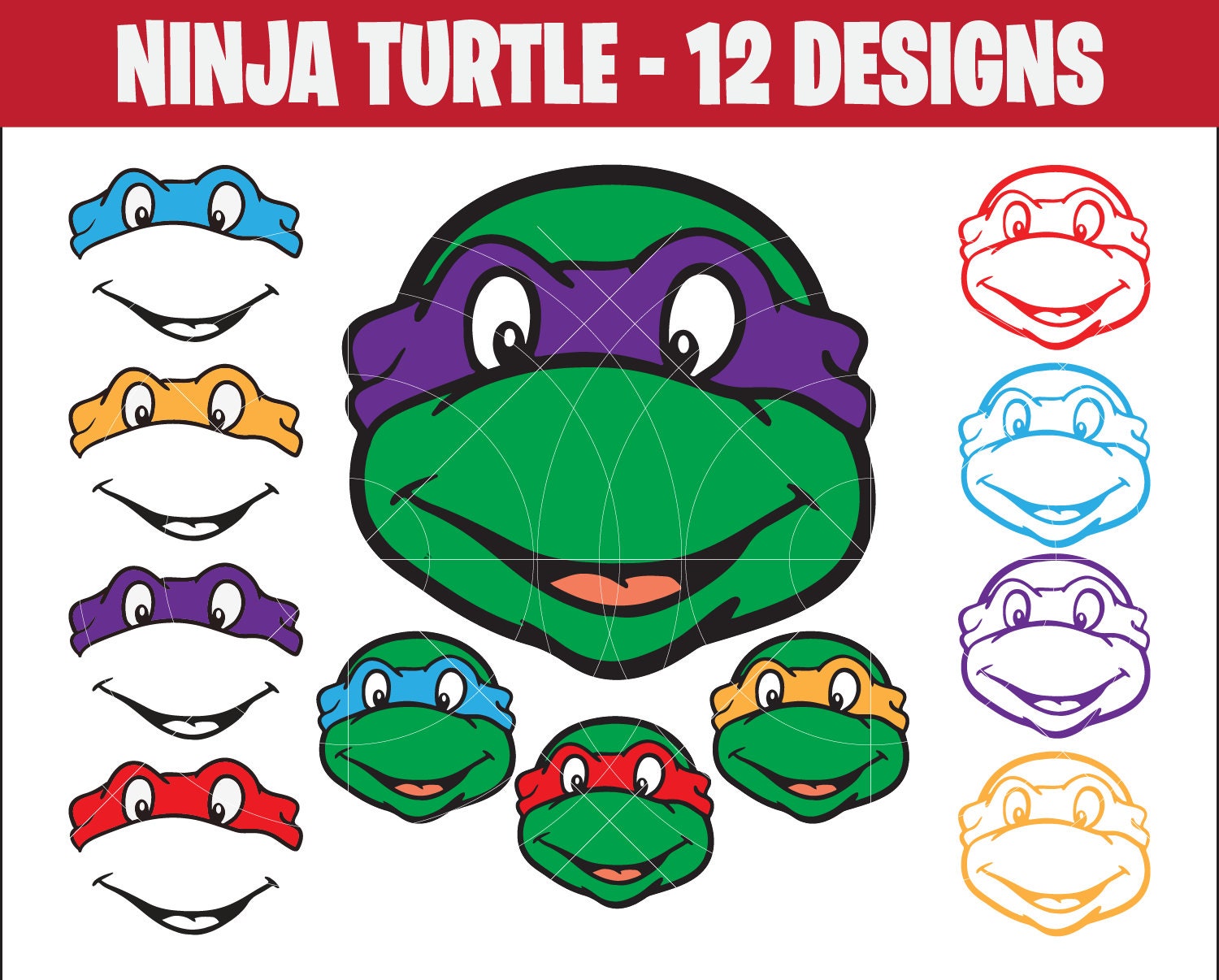 Ninja Turtles Vector Bundle / Ninja Turtles Clip Art Svg Silhouette Files /  Cut Files For Cricut / Ninja Turtles Png / Hand Drawn Design