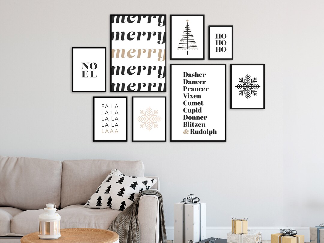 Black and Gold Christmas Wall Art Bundle 13 Designs & 5 Sizes Christmas