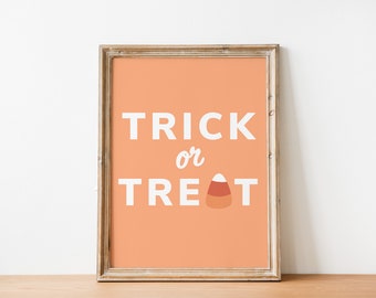 Pink halloween decor, Girly halloween decor, Pastel Halloween, Trick or Treat sign, Boho Halloween Print, Cute Halloween, Spooky prints