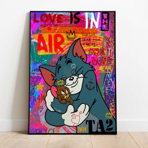 Tom & Jerry Digital Downloadable Art, Pop Wall Art, Tom N Jerry Digital Poster, Pop Culture, Wall Decor, Nostalgic, House Gift, Tv Character