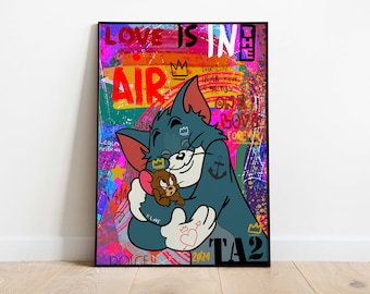 Póster pop art de Tom y Jerry: Decoración de pared con un personaje nostálgico de la televisión (descarga digital)