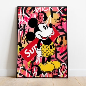 Graffiti Mickey Mouse, Arte Pop de Moda, Lienzo de Lujo, Blancanieves, Arte Moderno, Decoración del Hogar, Arte de la Pared, Descarga Imprimible