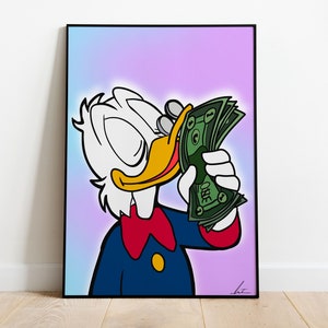 Scrooge Mcduck, Alec Monopoly Inspired, Modern Wall Decor, Modern Pop Art, Gifts for Him, Luxury Art, Scrooge McDuck Pop Art, Office Decor