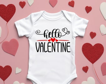 Hello Valentine Onesie®, Little Valentine Baby Bodysuit, Cute Natural Onesie®, Vintage Valentine Bodysuit, Gift for New Mom, Valentine Card