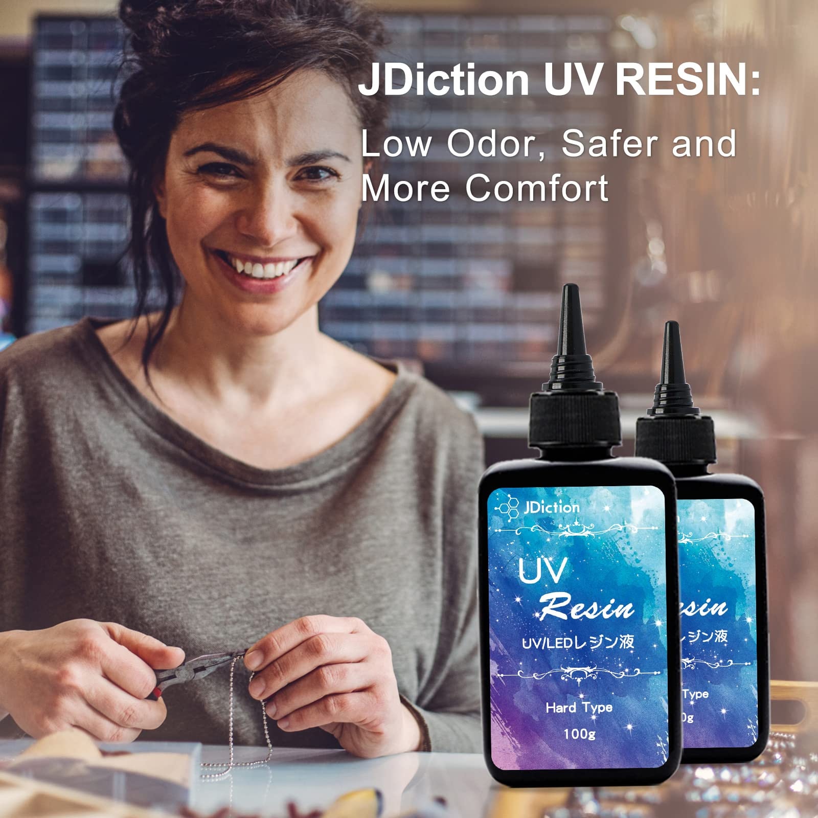 UV Resin, Upgrade Ultraviolet Epoxy Resin Nontoxic Crystal Clear Hard Glue Solar Cure Sunlight