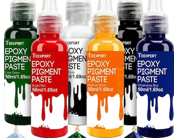 Pâte pigmentée Teexpert pour résine époxy, 6 tubes de 48 g (1,69 oz), hautement concentrée, facile à mélanger, 6 couleurs opaques, idéale pour les arts et le bricolage.