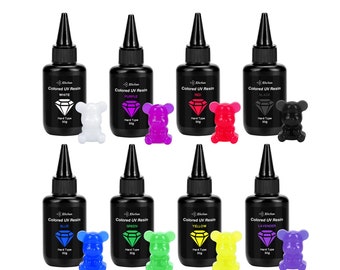 JDiction UV Resin, 8 Colors-240g Colored UV Resin Odorless and Hard Rainbow UV Resin Kit for Jewelry Making